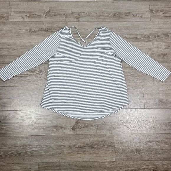 OLD navy active gray & white stripe long sleeve t-Shirt 3X - Picture 8 of 14